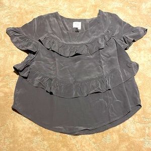 HD In Paris 100% Silk Ruffle Top